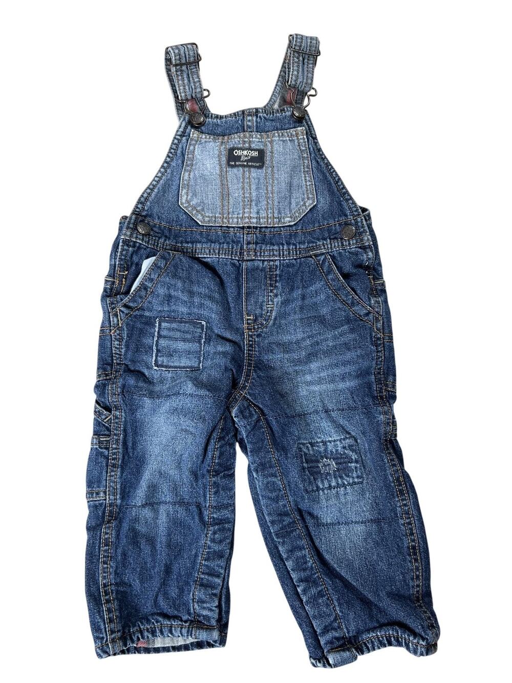 OshKosh B'gosh Jacket Boys 12-18 Months Blue Denim Flannel Lined Pockets